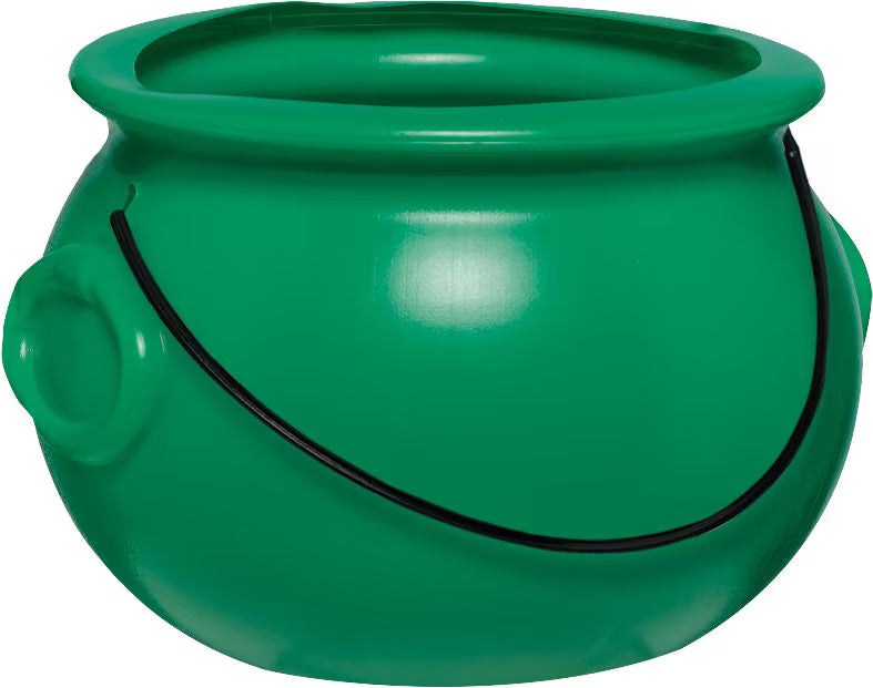 Pot of Gold Green 8" Plastic Reusable Cauldron Decoration