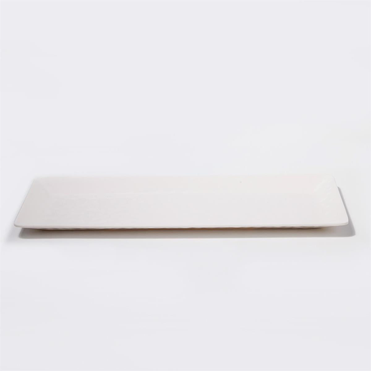 White Melamine Rectangular Tray with Hammered Texture, 15" x 6"