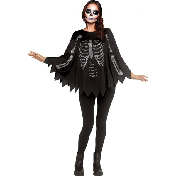 Rhinestone Skeleton Bling Poncho