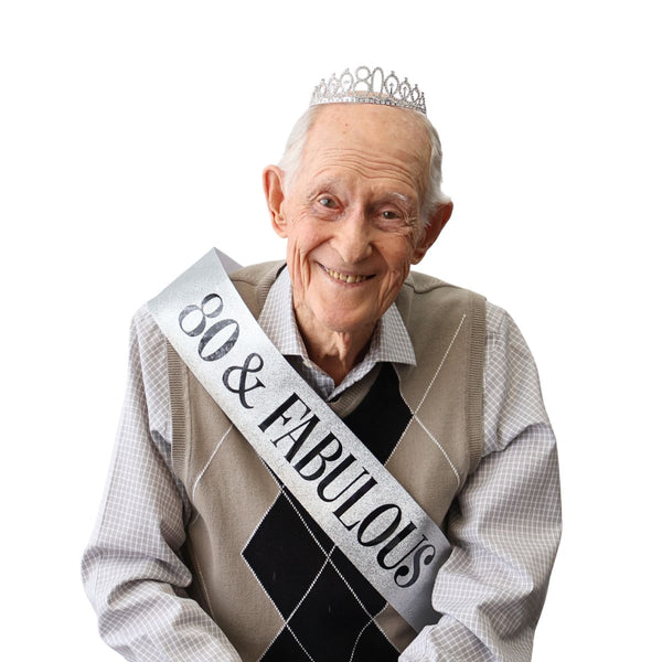 80 & Fabulous Silver Crown and Sash Set