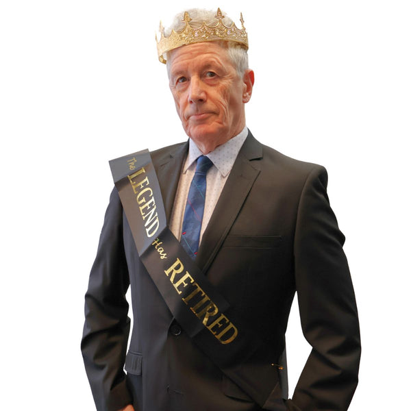 The Legend Has Retired Black & Gold Sash and Crown Set