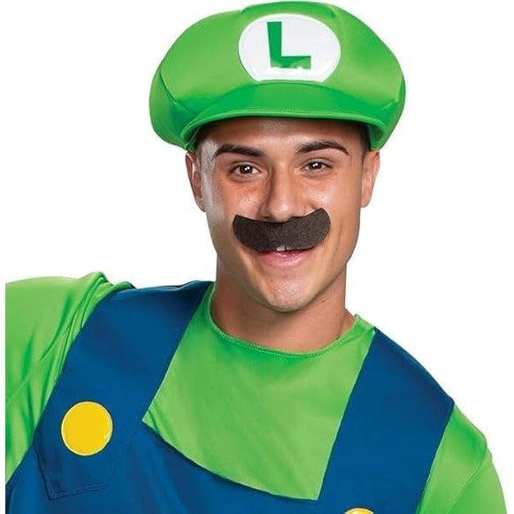Adult Luigi Costume, Official Nintendo Super Mario Bros Luigi Adult Costume With Hat and Mustache, Size X-Large 42-46