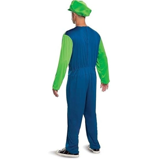 Adult Luigi Costume, Official Nintendo Super Mario Bros Luigi Adult Costume With Hat and Mustache, Size X-Large 42-46