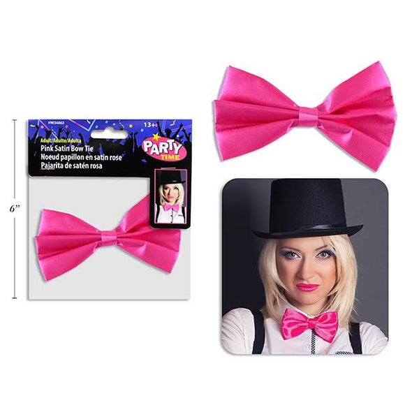 Adult Pink Satin Bow Tie
