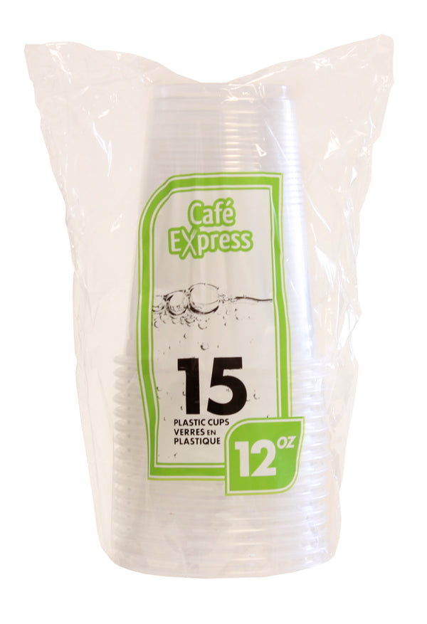 Cafe Express 12oz Plastic Cups, Set of 15