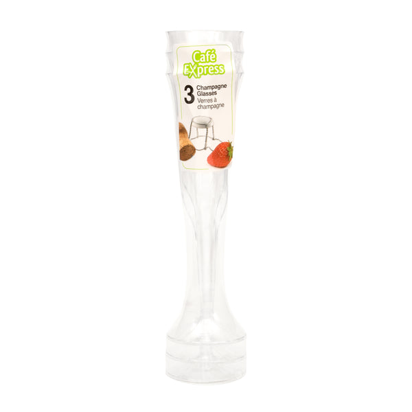 Cafe Express Plastic Champagne Glasses, 3 Per Pack