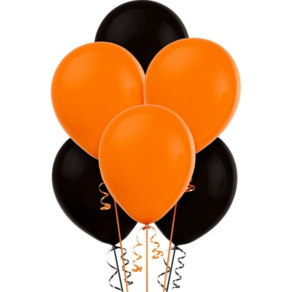 Balloon - 12" Black/Orange 15 Count