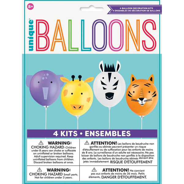 Balloon Activity Kit - Latex, Make Your Own Animal Safari, 12", 4 Count