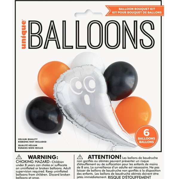 Balloon Bouquet - Foil and Latex, Silver / Orange / Black