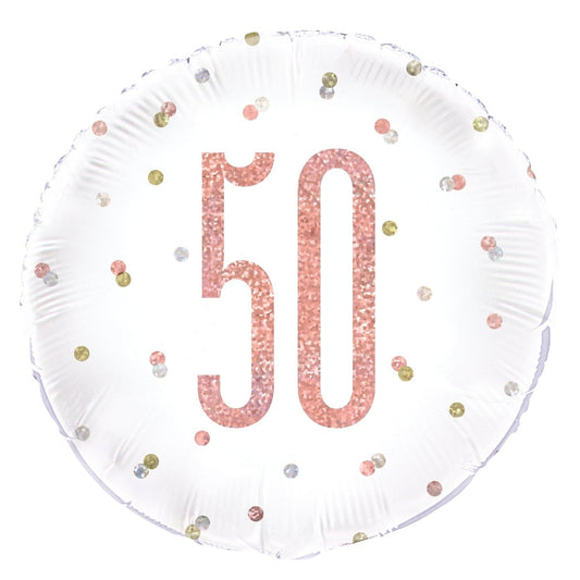 Balloon - Foil, Glitz Rose Gold, 50, Round, 18"