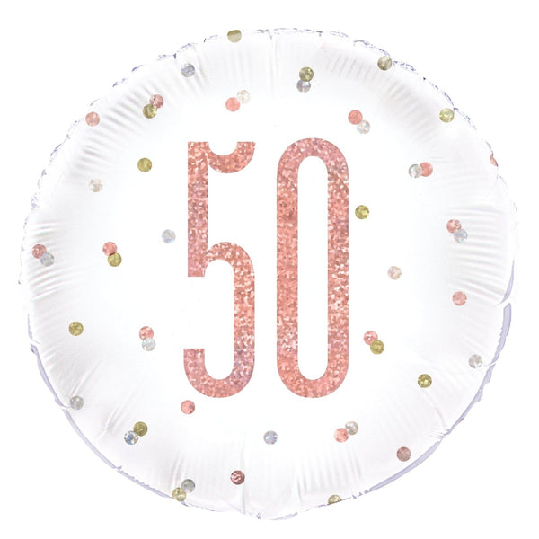 Balloon - Foil, Glitz Rose Gold, 50, Round, 18"