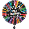 Balloon - Foil, Rainbow, Starburst "Happy Birthday", Round, 18"