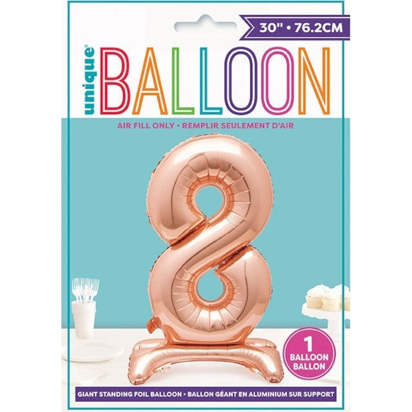 Rose Gold Number Shaped Standing Foil Balloon 30" 8