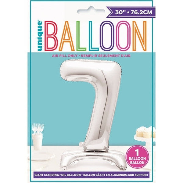 Silver Number Shaped Standing Foil Balloon 30" 7