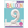 Silver Number Shaped Standing Foil Balloon 30" 9
