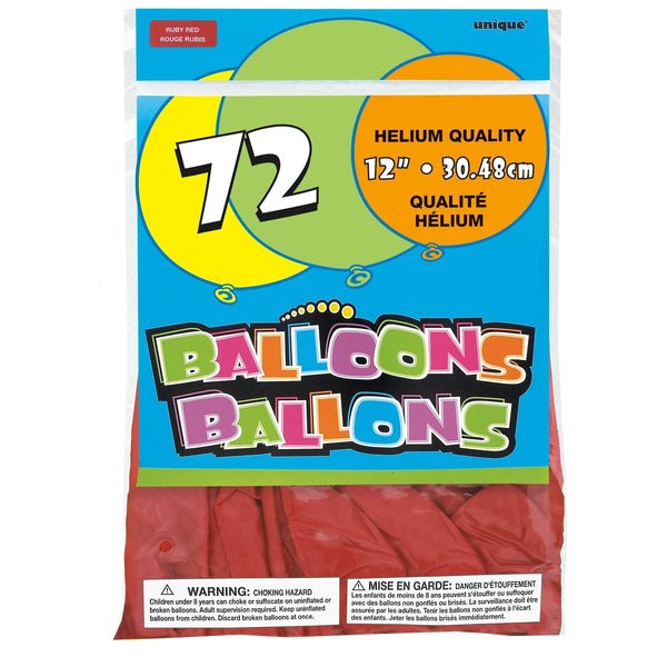 Balloon - Latex, Ruby Red, 12", 72 Count