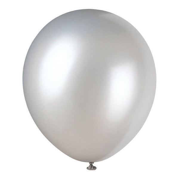 Balloon - Latex, Silver Pearl, 12" 72 Count