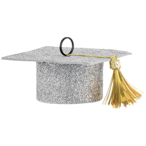 Balloon Weight - Felt Grad Cap Silver