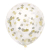 Balloons - Clear with Gold/Silver Confetti, 6 Count