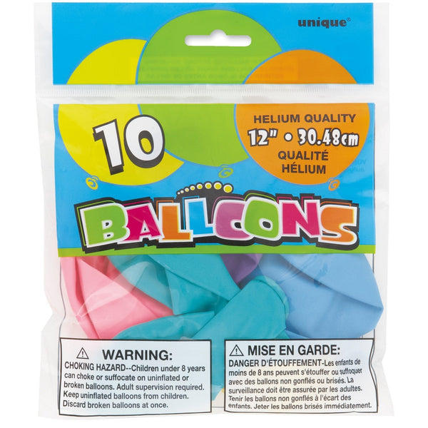 Balloons - Latex, Assorted Pastel, 12", 10 Count
