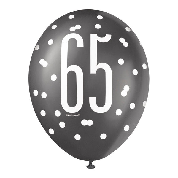 Balloons - Latex, Glitz Black Silver & White, 65, 12", 6 Count
