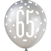 Balloons - Latex, Glitz Black Silver & White, 65, 12", 6 Count