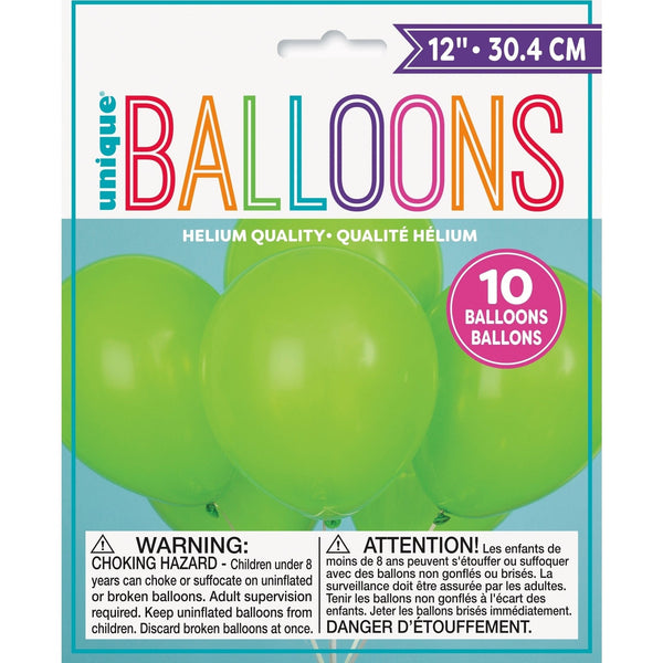 Balloons - Latex, Lime Green, 12", 10 Count
