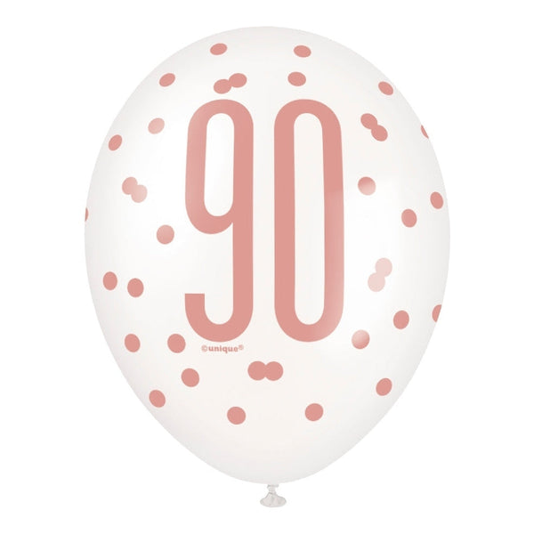 Balloons - Latex, Rose Gold, 90, 12", 6 Count