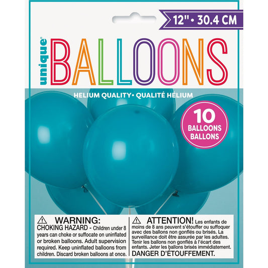 Balloons - Latex, Teal, 12", 10 Count