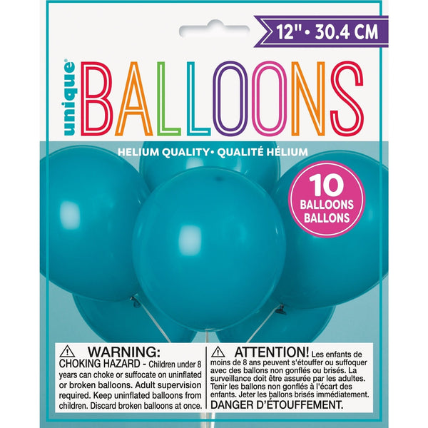 Balloons - Latex, Teal, 12", 10 Count