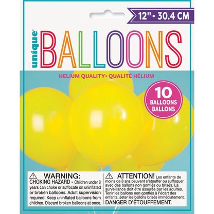 Balloons - Latex, Yellow, 12", 10 Count