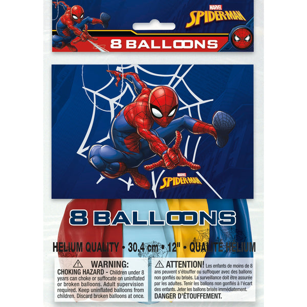Balloons - Spider-Man™, Red / Yellow / Blue, 12", 8 Count