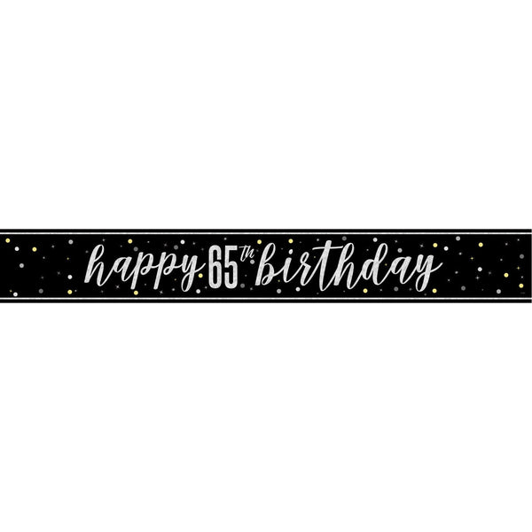 Banner - Black & Silver Glitz 65th Birthday
