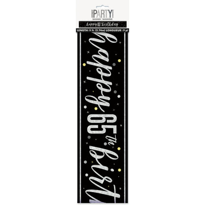 Banner - Black & Silver Glitz 65th Birthday