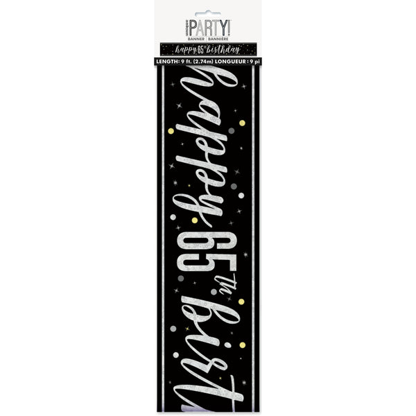 Banner - Black & Silver Glitz 65th Birthday