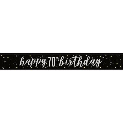 Banner - Black & Silver Glitz 70th Birthday