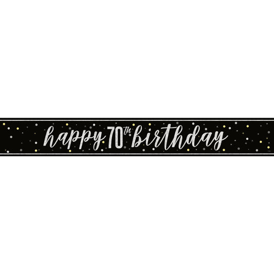 Banner - Black & Silver Glitz 70th Birthday