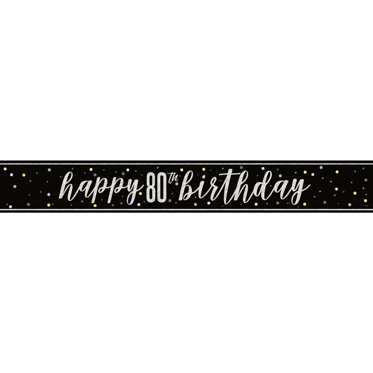 Banner - Black & Silver Glitz 80th Birthday