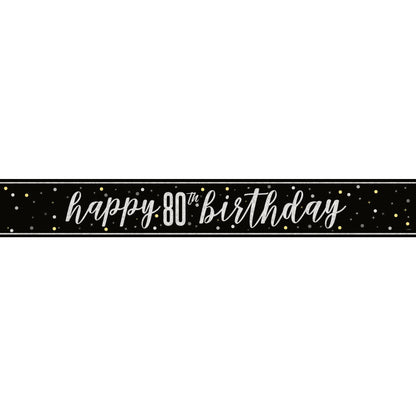 Banner - Black & Silver Glitz 80th Birthday