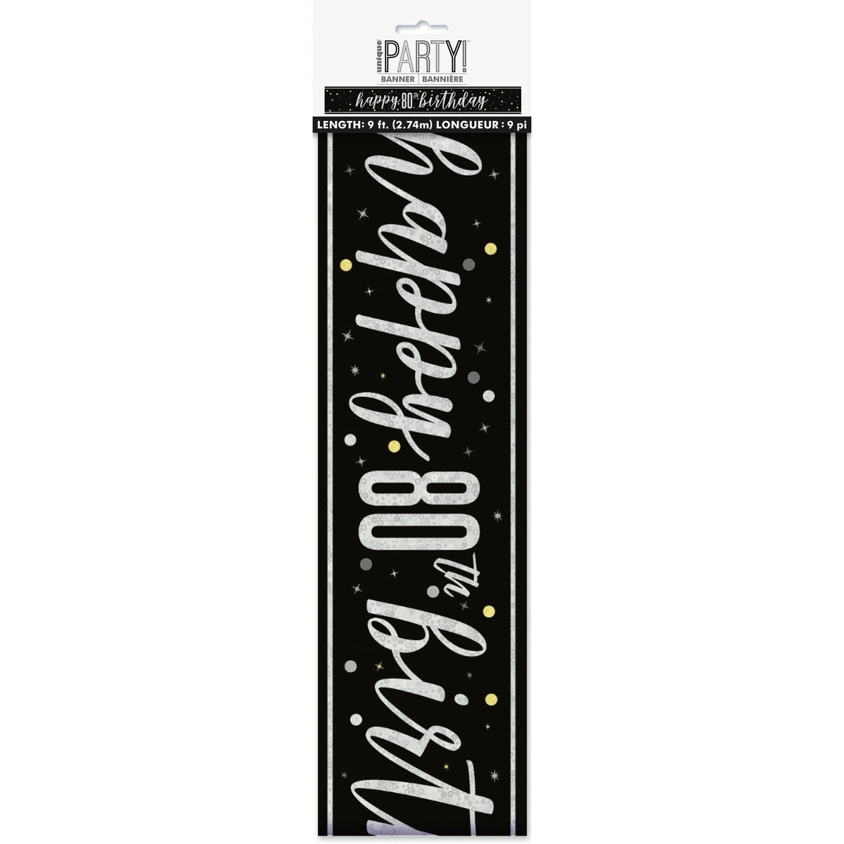 Banner - Black & Silver Glitz 80th Birthday