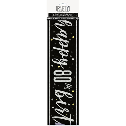 Banner - Black & Silver Glitz 80th Birthday