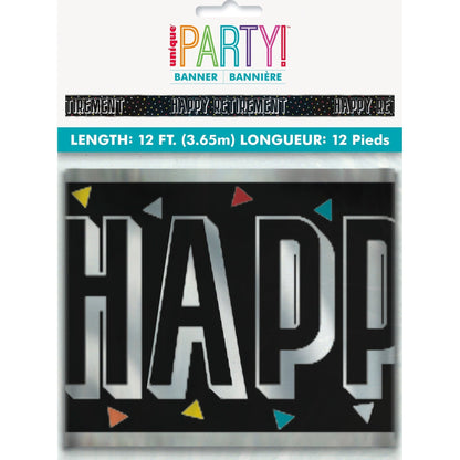 Banner Kit - Black, "Happy Retirement", 12ft