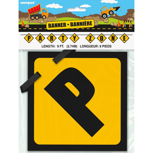 Banner Kit - Black and Yellow, Construction "Party Zone" Blocks, 9'