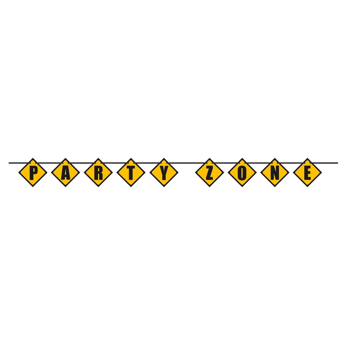 Banner Kit - Black and Yellow, Construction "Party Zone" Blocks, 9'