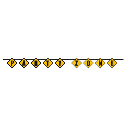 Banner Kit - Black and Yellow, Construction "Party Zone" Blocks, 9'