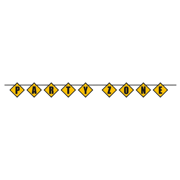 Banner Kit - Black and Yellow, Construction "Party Zone" Blocks, 9'