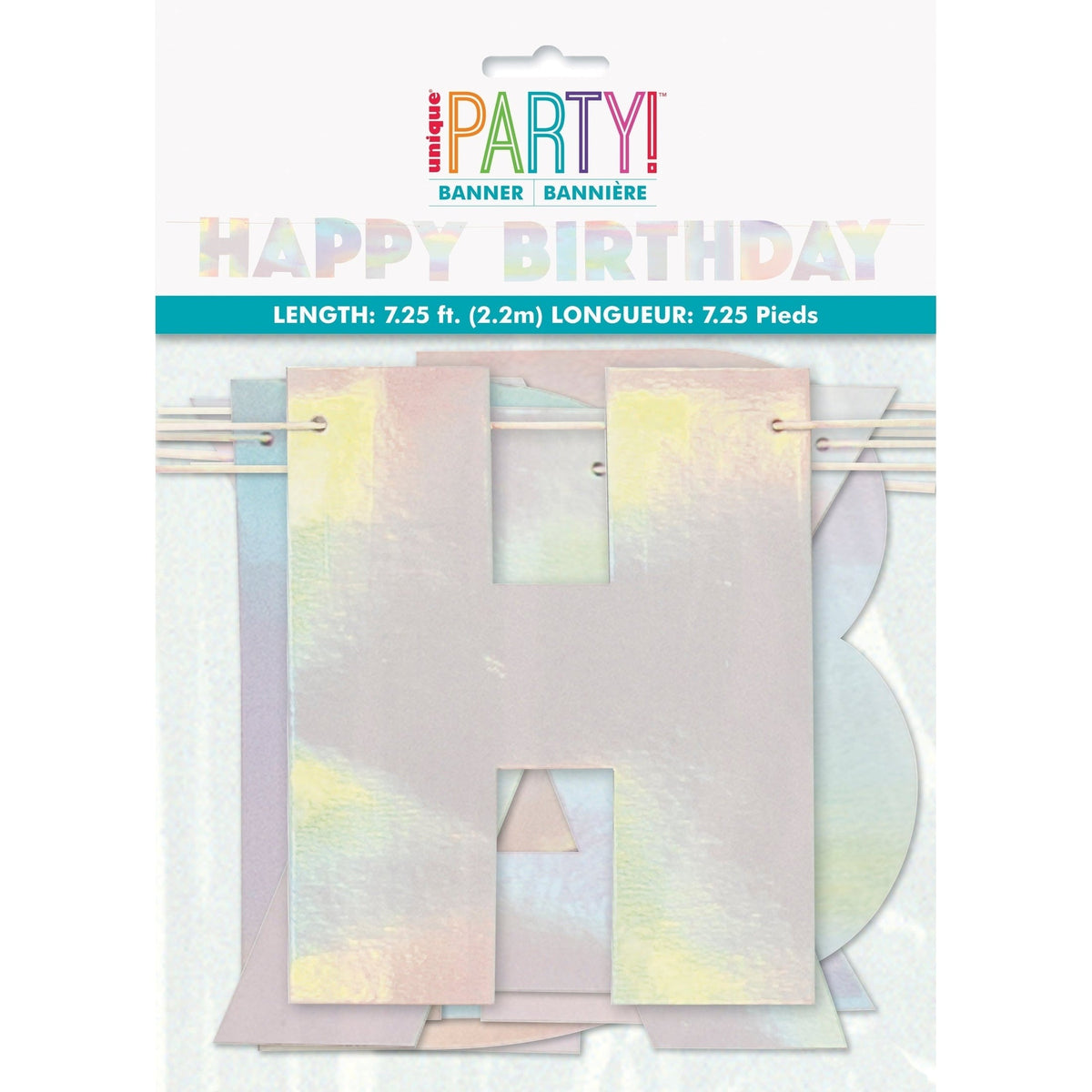Banner Kit - Foil, Iridescent, "Happy Birthday", 7.25 Ft