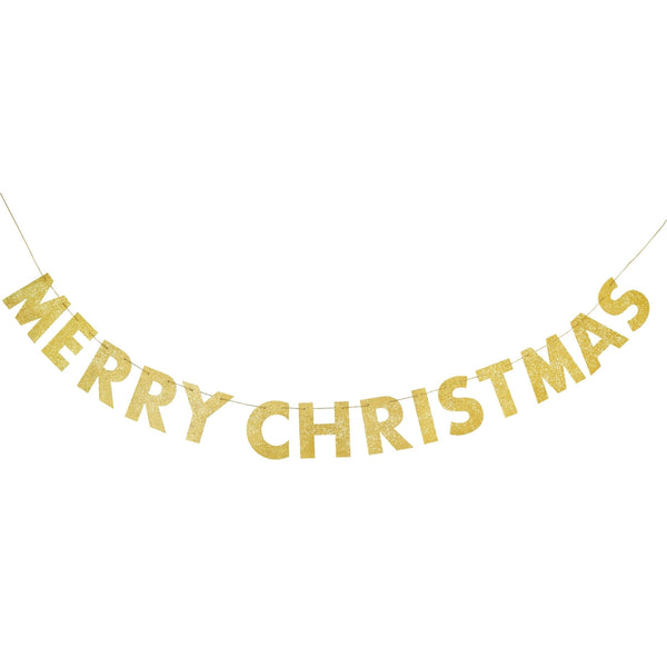 Banner Kit - Gold Glitter, "Merry Christmas", 9'