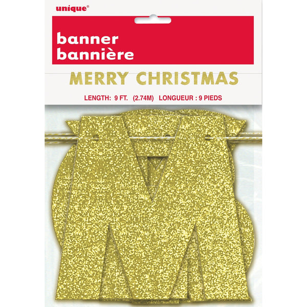 Banner Kit - Gold Glitter, "Merry Christmas", 9'