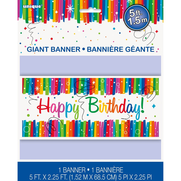 Banner Kit - Wall, Rainbow, Ribbons "Happy Birthday", 60" x 27"